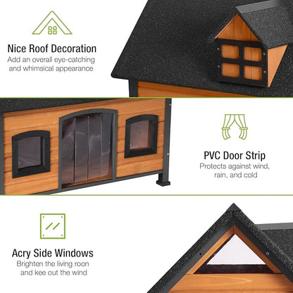 GUTINNEEN Dog House Outdoor with Strong Metal Frame Dog Kennel for Small to Medium Dogs Puppy Cage for Winter Weatherproof