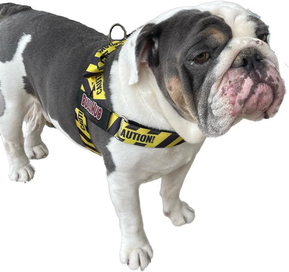 Adjustable Dog Harness– No Pull, No Choke – for English Bulldogs, French Bulldogs, Pugs & Broad-Chested Breeds – Easy, Safe Walks (Caution, Large)