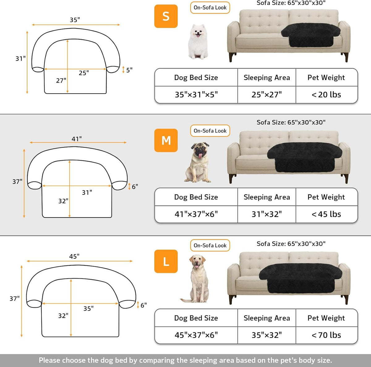 GGIB Calming Dog Bed Fluffy Plush Dog Mat for Furniture Protector with Removable Washable Cover for Large Medium Small Dogs and Cats (Medium, Black)