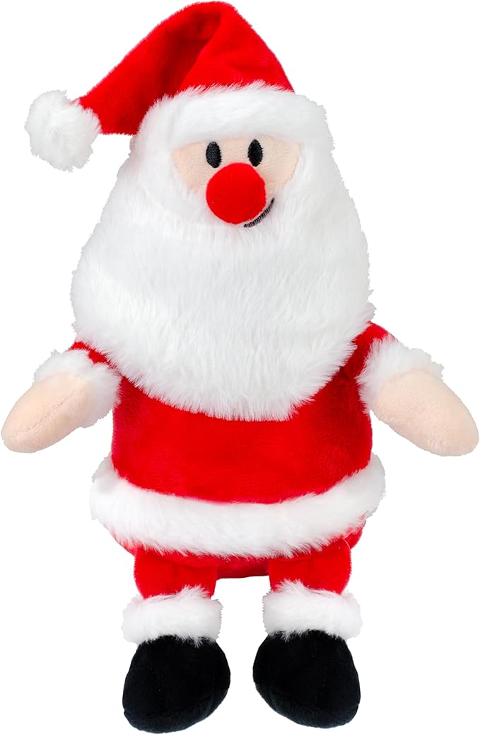 Giftable World Holiday Plush Pet Toy Fun for Christmas Designs with Squeaker Dog Chew Toy (9" Santa w/Squeaker & Crinkle)