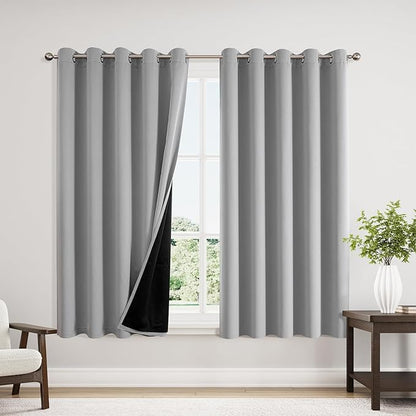 ChrisDowa 100% Blackout Curtains 63 inch Long