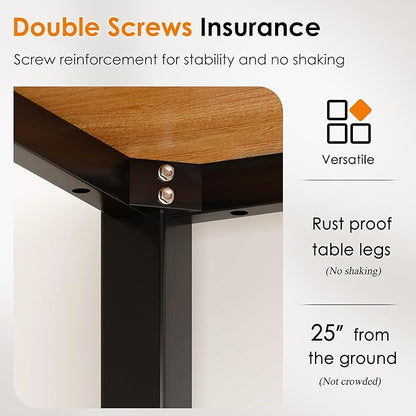 DlandHome 47 inches Medium Computer Desk, Composite Wood Board, Decent and Steady Home Office Desk/Workstation/Table, BS1-120TB Teak and Black Legs, 1 Pack