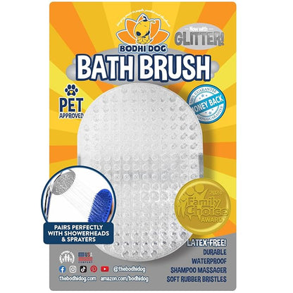 Bodhi Dog Shampoo Brush - Pet Grooming & Bath Supplies for Dogs and Cats - Bath Brush for Long & Short Hair - Premium Scrubber for Shower, Showerhead, Sprayer & Bathing (One Pack, Silver)