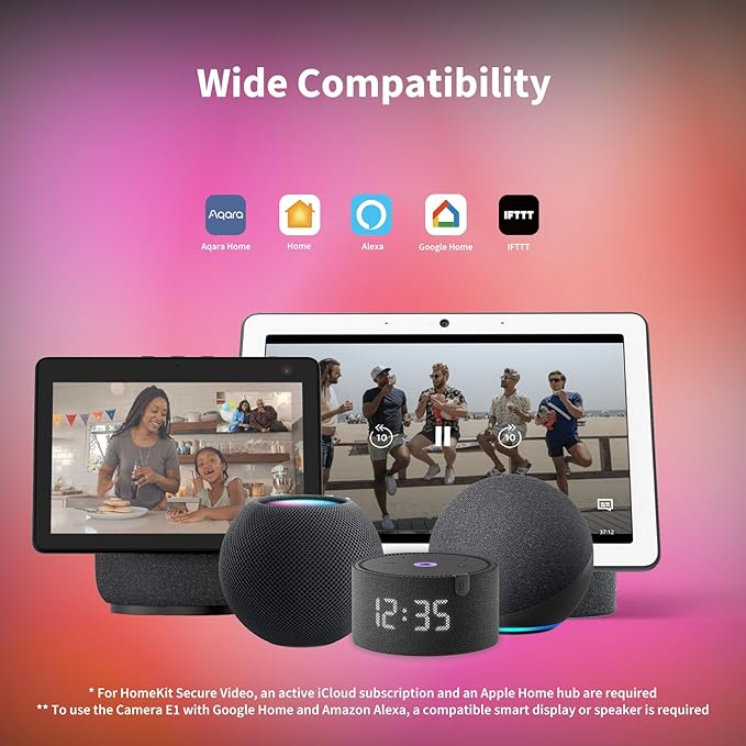 Aqara 2K Indoor Security Camera E1, Pan & Tilt, HomeKit Secure Video Indoor