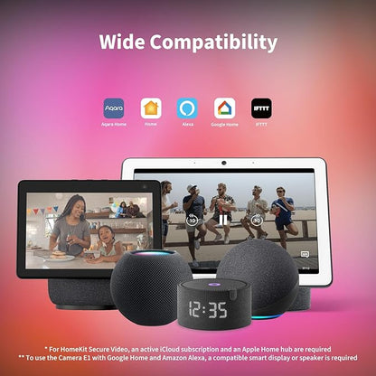 Aqara 2K Indoor Security Camera E1, Pan & Tilt, HomeKit Secure Video Indoor