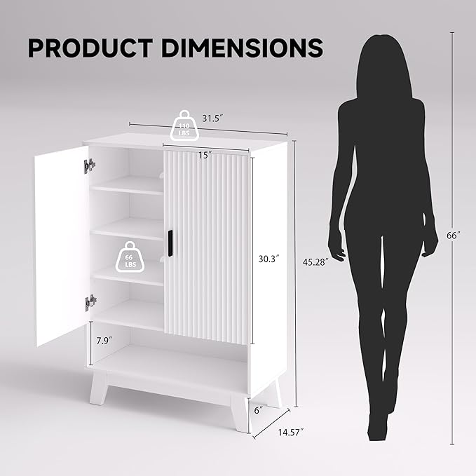 4-Tier Fluted Shoe Cabinet