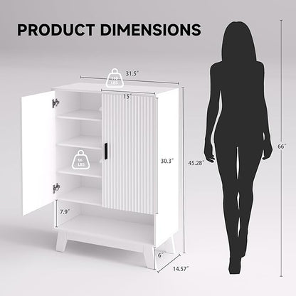 4-Tier Fluted Shoe Cabinet