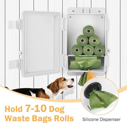 Dog Poop Bag Dispenser, Wall Mount Dogs Waste Bag Holder 100% Water Proof Outdoor Dog Waste Station for Yard Sign for Home Porch Yard (Dispenser Only)