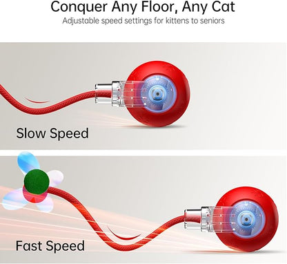 Interactive Cat Ball Toy - 2025 Smart Rolling Cat Toy with Shiny Tail, Motion Activated Boredom Relief for Indoor Cats, USB Rechargeable & Obstacle Avoidance