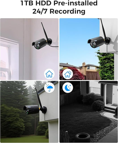Hiseeu 2.4G/5G Wireless Pro Security Camera System, 10.1" LCD 8MP Monitor