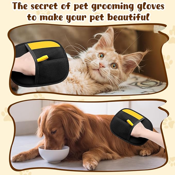 2PCS Pet Hair Remover Gloves, Electrostatic Pet Hair Removal Gloves for Cats & Dogs, Reusable Double Sided Pet Hair Remover,Versatile Grooming Gloves for Washing, Deshedding, Grooming
