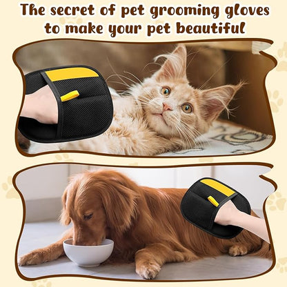 2PCS Pet Hair Remover Gloves, Electrostatic Pet Hair Removal Gloves for Cats & Dogs, Reusable Double Sided Pet Hair Remover,Versatile Grooming Gloves for Washing, Deshedding, Grooming