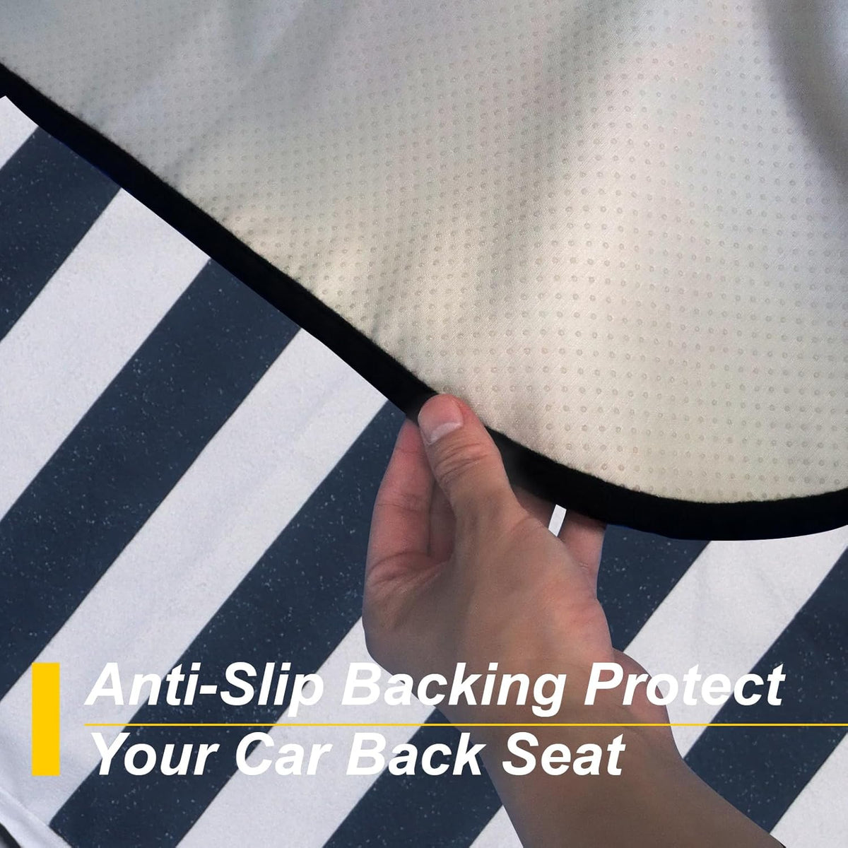 Back Seat Cover for Car Trucks Van SUV,Waterproof Rear Bench Towel Seat Covers for Dogs and Kids,Automotive Backseat Protector (Blue Stripe)