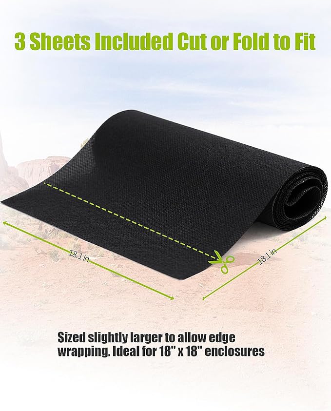 3Pcs 18"x18"Reptile Terrarium Substrate Barriers, Reptile Tank Accessories, Bioactive Terrarium Supplies for Frogs, Tarantula, Newts, Salamanders, Geckos, Skinks, Lizards, Snakes