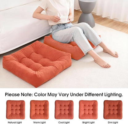 Tikuns Floor Pillows for Adults, 22x22x6 Inch Meditation Cushions, Large Square Sitting Cushion Living Room Memory Foam Pillow for Sitting(1, Orange, 22x22x6 Inch)