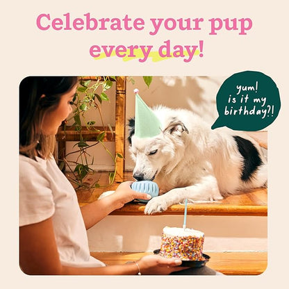 WOOF Party Pupsicle - Long-Lasting Interactive Dog Toys for Boredom - Low-Mess Design - Birthday Gifts for Dogs - XL Dog Toys - Buddy Blue