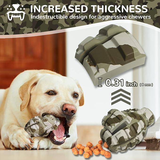 Dog Toys for Aggressive Chewers Large Breed, for German Shepherd, Indestructible Interactive Treat Dog Toys for Large Medium Breeds, Food Grade & Tough Rubber, Fun to Chew, Chase and Fetch (Camo)