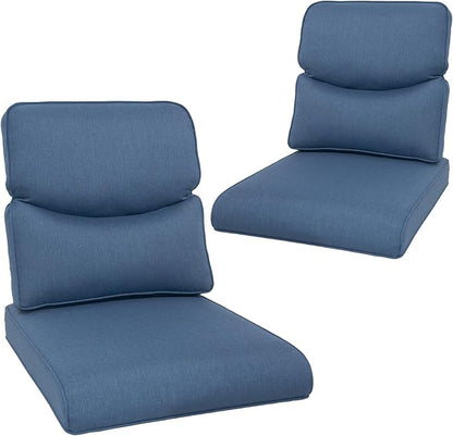 Outdoor Chair Cushions Set of 2-22 x 25 Inch Fade Resistant Patio Chair Cushions Outdoor Seat Cushions for Patio Furniture Chair Sofa Couch-Blue