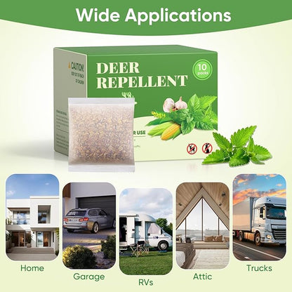 10 Pack Deer Repellent Pouches, Rabbit Repellent Outdoor Deer Repeller Deer Deterrent for Plants & Hostas, Stop Deer Eating Garden Flowers, Safe for Pets & Family