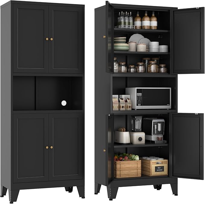 Metal Pantry Storage Cabinet, Microwave Stand