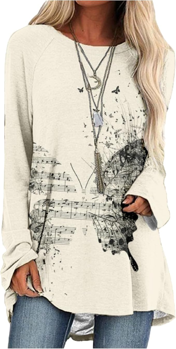 MARSVOVO Women Novelty Graphic Plus Size Sweater Crewneck Long Sleeve Cute Printed Loose Fit Casual Fall Sweaters Top