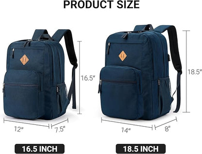 ZORFIN 36L Backpack for College, and Travel: Water Resistant Bookbag - Steel blue
