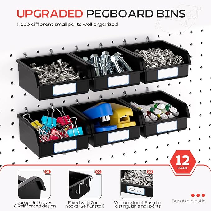 278PCS Upgraded Pegboard Hooks Assortment, Peg Board Organizer Accessories