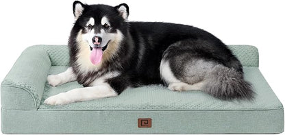 EHEYCIGA XXL Dog Bed Memory Foam, Orthopedic Giant Dog Bed Jumbo with Washable Removable Cover, Waterproof Pet Sofa Couch with Nonskid Bottom, 48x35x7.5, Greyish Green | Washable Removable Cover, Waterproof Flat Pet Sofa Couch with Nonskid Bottom, 48x3...
