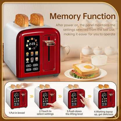 SEEDEEM Toaster 2 Slice, Full Touch Control Stainless Toaster, LCD Display