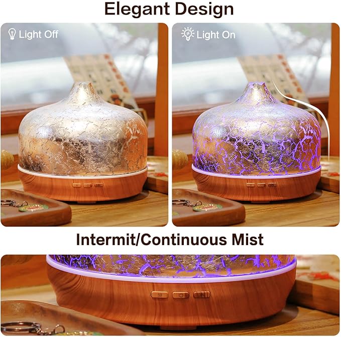 Porseme 500ml Essential Oil Diffuser Silver Plated Glass Aromatherapy