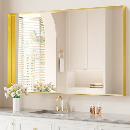Koonmi 30x48 Inch Metal Framed Bathroom Mirror