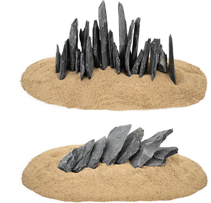 Natural Slate Stone Rocks 2 to 8 inch Aquariums Stone for Aquascaping,Terrariums, Reptile Enclosures,Paludariums,and Gardens-20lb