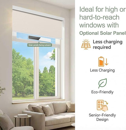 Motorized Blinds with Remote Window Roller Shade Wireless Rechargeable Motor