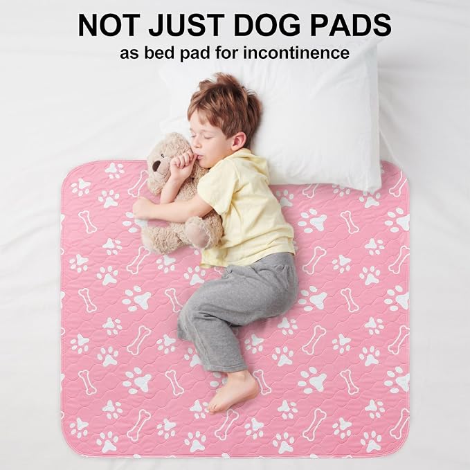 BEAUTYZOO 4 Pack Washable Pee Pads for Dogs,Reusable Puppy Pads 24x36 Pink | Waterproof Super Absorbent,Non Slip and Leak-Proof Against Urine,Whelping Pads Mats for Puppy Potty Training,Playpen,Crate