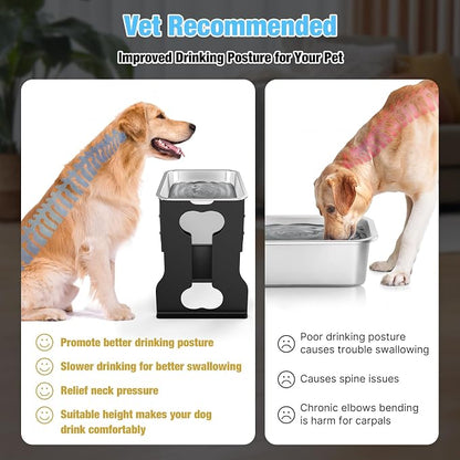 Bobbie & Laxi 14" Elevated Dog Water Bowl, 2.4 Gal Stainless Steel Bowl | Raised Dog Bowl for Large Breed, Metal Dog Feeding Station for Relief Joint Pressure, Easy Clean for Indoor & Outdoor Use