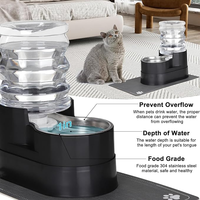 RIZZARI Automatic Cat Water Dispenser: Large 5L Black