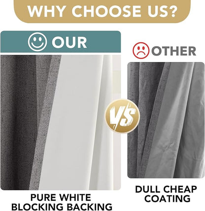 H.VERSAILTEX Linen Blackout Curtains Durable Thick Textured Linen Look 100%