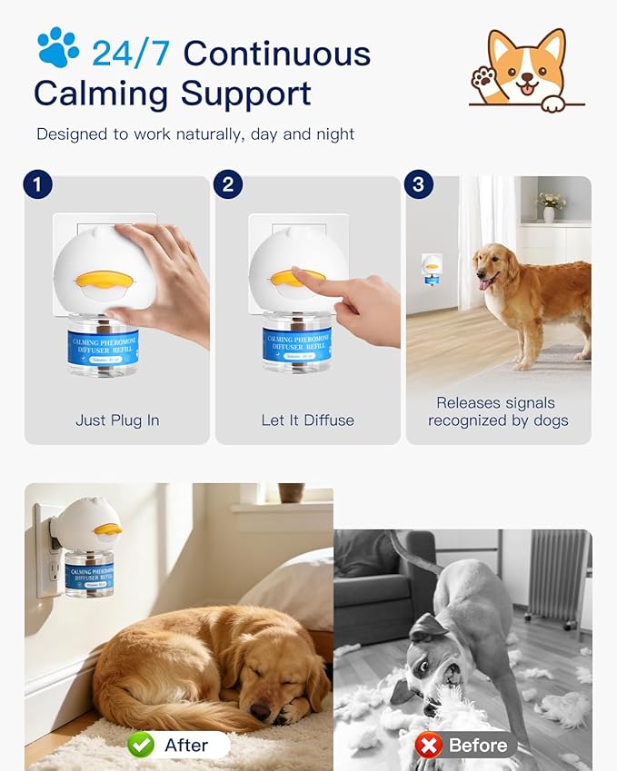 Dog Calming Pheromone Diffuser Kit – Plug-in Anxiety & Stress Relief