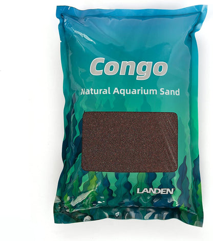 LANDEN Congo Aquascape Sand for Aquarium Landscape 2L(9lbs), Brown, Aquarium Natural Fine Decorative Sand, Tropical Rainforest Biotope Aquariums, Depth Enhancing, 0.4-0.9mm