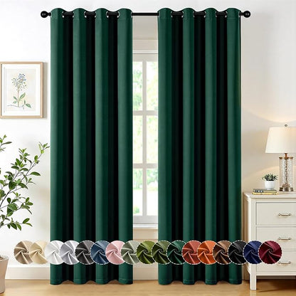 MIULEE Hunter Green Blackout Curtains