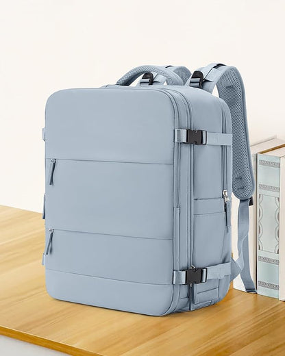coowoz Large Travel Backpack Carry On for Women Man Waterproof Gym Backpack with Laptop Compartment Mochila de Viaje Teacher Personal Item Backpacks Rucksack Airplane Accessories Must Haves Gray Blue
