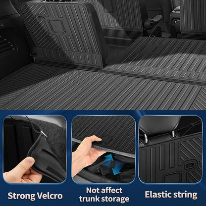 Floor Mats for 2024-2026 Chevrolet Chevy Traverse & for 2024-2026 GMC Acadia & for 2025-2026 Buick Enclave Accessories 7-Seat Bucket Chairs All Weather TPE Cargo Mat with Backrest Mat Black