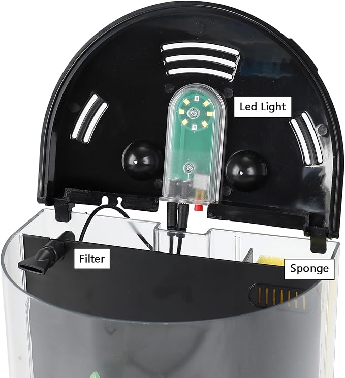 AQUANEAT Fish Tank, 1.2 Gallon Aquarium, Small Betta Fish Tank Starter Kit with LED Light and Water Filter Pump, Round