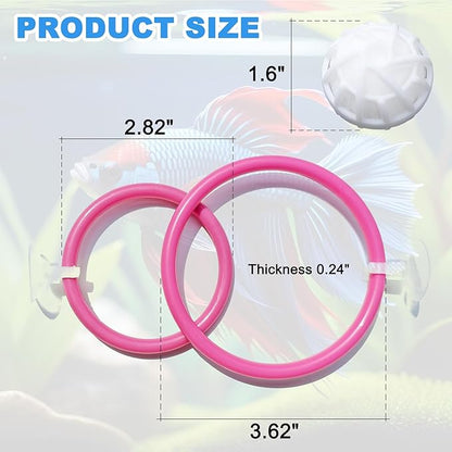 Betta Fish Toys - 4 Training Rings & 2 Bio Filter Balls, Beta Exercise Loop Toys and Nitrifying Balls Set, Betta Fish Tank Accessories Feeding Ring for Small Tank Decor Aquarium Water Conditioner