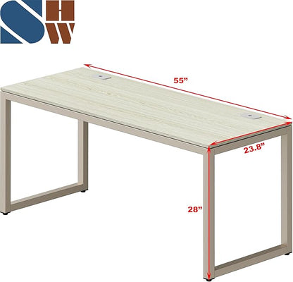 SHW 55-Inch Commercial-Grade Office Computer Desk, Maple