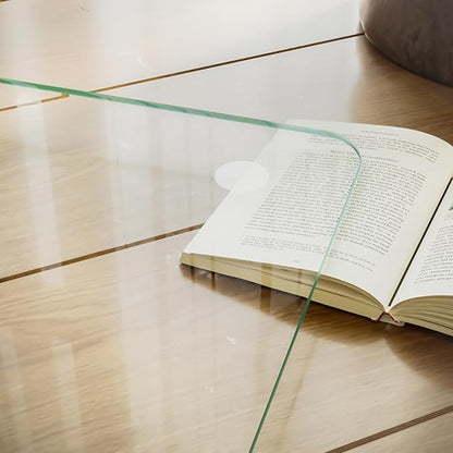 VETROUVE Tempered Glass Floor Mat 36" x 46" Chair Mat for Carpet or Hard Floor with 4 Anti-Slip Pads, 1/5" Thick