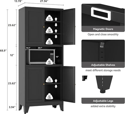Metal Pantry Storage Cabinet, Microwave Stand