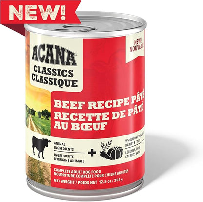 ACANA Classics Pate Wet Dog Food Beef Recipe 12.5oz Cans (12 Count)