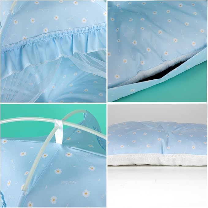 Cat Princess Bed Tent House - Kitty Cute Beds Indoor,Small Dog House Indoor/Outdoor Cave Nest Bed Small Dog Tent for Cat,Puppy Tents (15.7"x15.7"x14.5"/Blue)