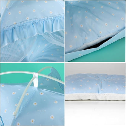 Cat Princess Bed Tent House - Kitty Cute Beds Indoor,Small Dog House Indoor/Outdoor Cave Nest Bed Small Dog Tent for Cat,Puppy Tents (15.7"x15.7"x14.5"/Blue)